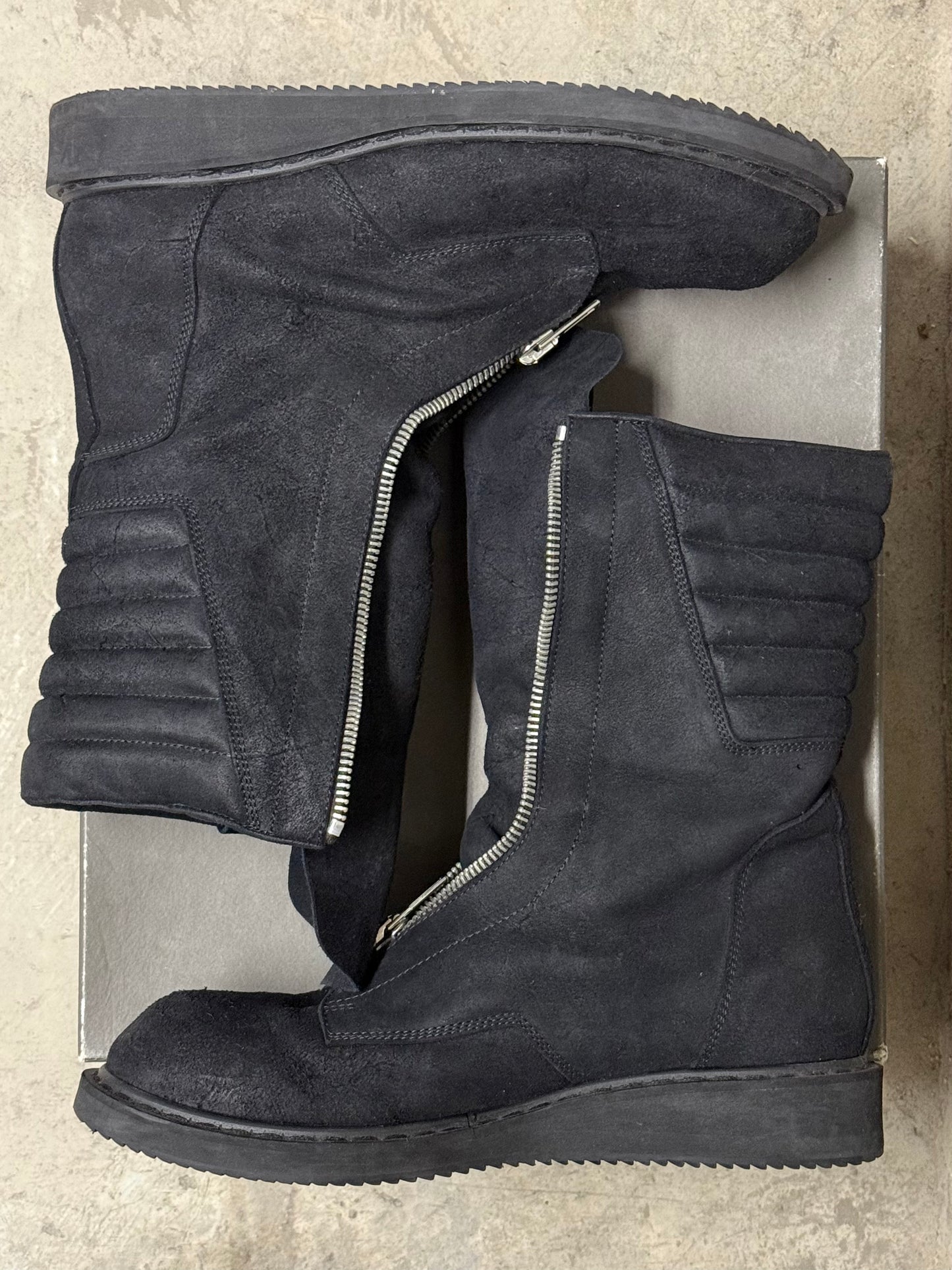Rick Owens Suede Basket Creeper Mohawk Boots