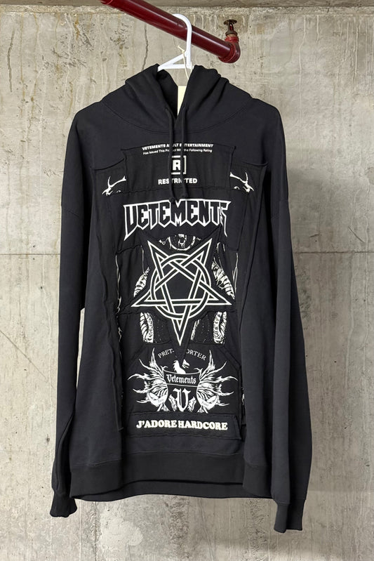 Vetements "J'Adore Hardcore" Oversized Patch Hoodie